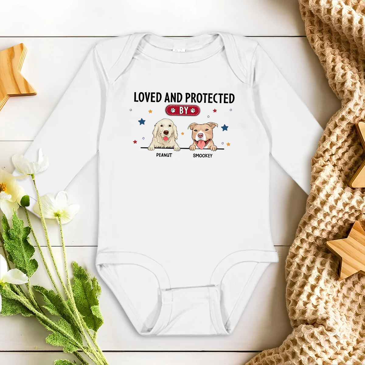 Baby Is Loved And Protected - Personalized Custom Long Sleeve Baby Onesie - Image 2
