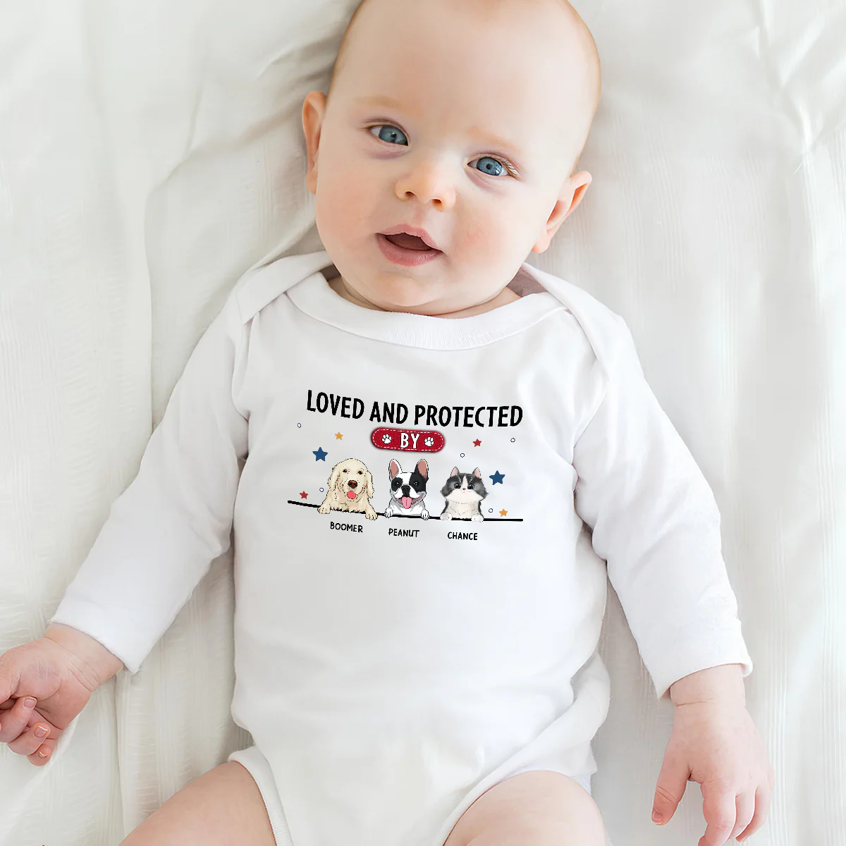 Baby Is Loved And Protected - Personalized Custom Long Sleeve Baby Onesie - Image 3