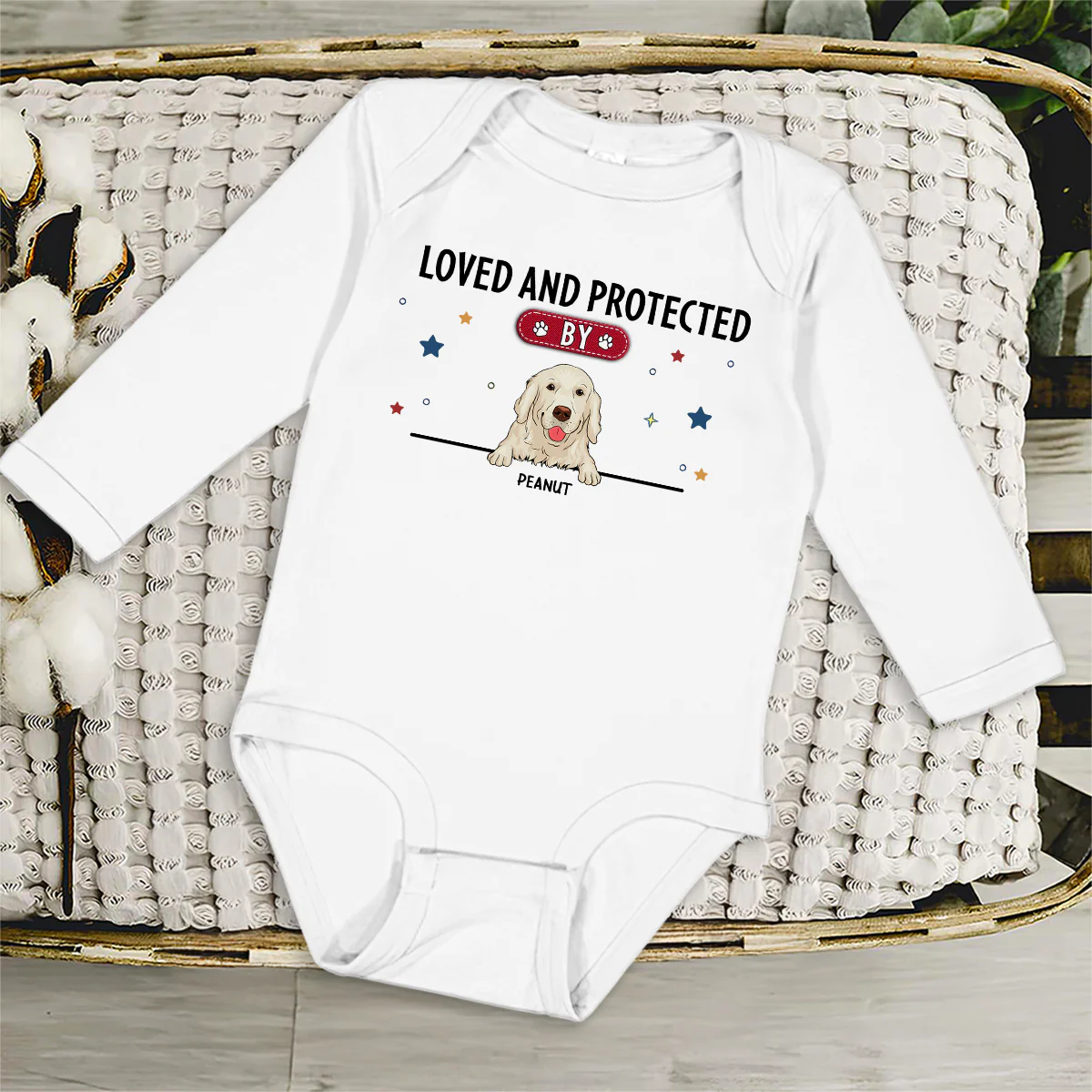 Baby Is Loved And Protected - Personalized Custom Long Sleeve Baby Onesie - Image 4