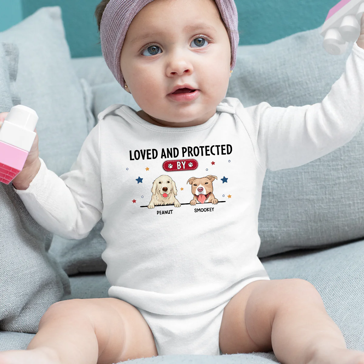 Baby Is Loved And Protected - Personalized Custom Long Sleeve Baby Onesie - Image 5