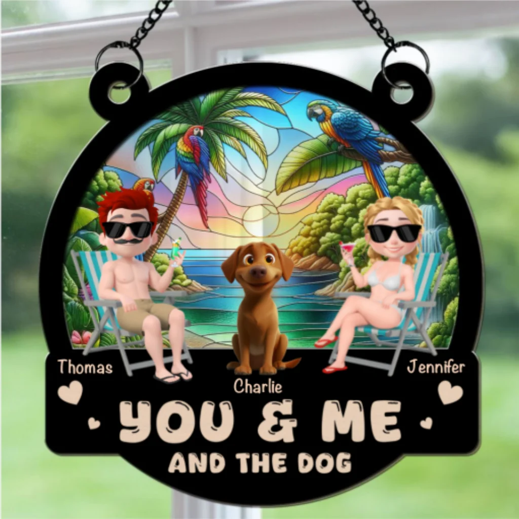 Beach You, Me And The Dogs - Personalized Custom Suncatcher - Image 5