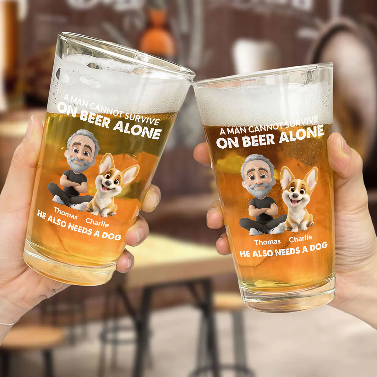 Beer Alone - Personalized Custom Beer Glass - Image 2