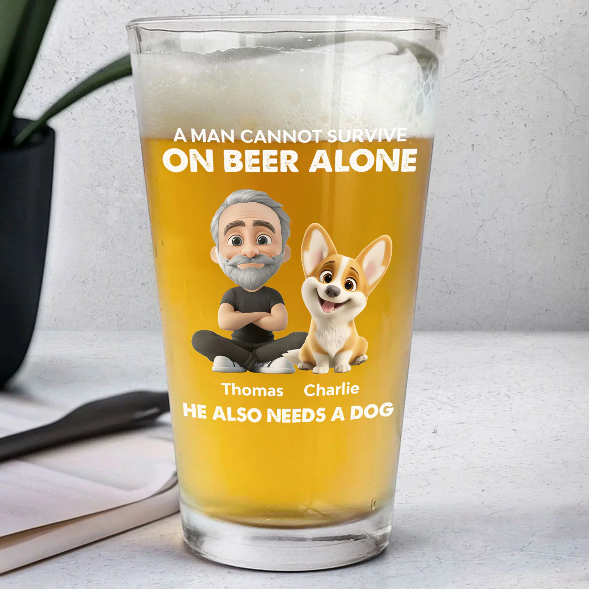Beer Alone - Personalized Custom Beer Glass - Image 5