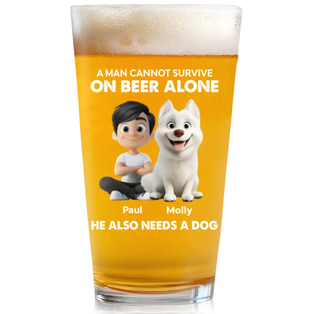 Beer Alone - Personalized Custom Beer Glass - Image 7