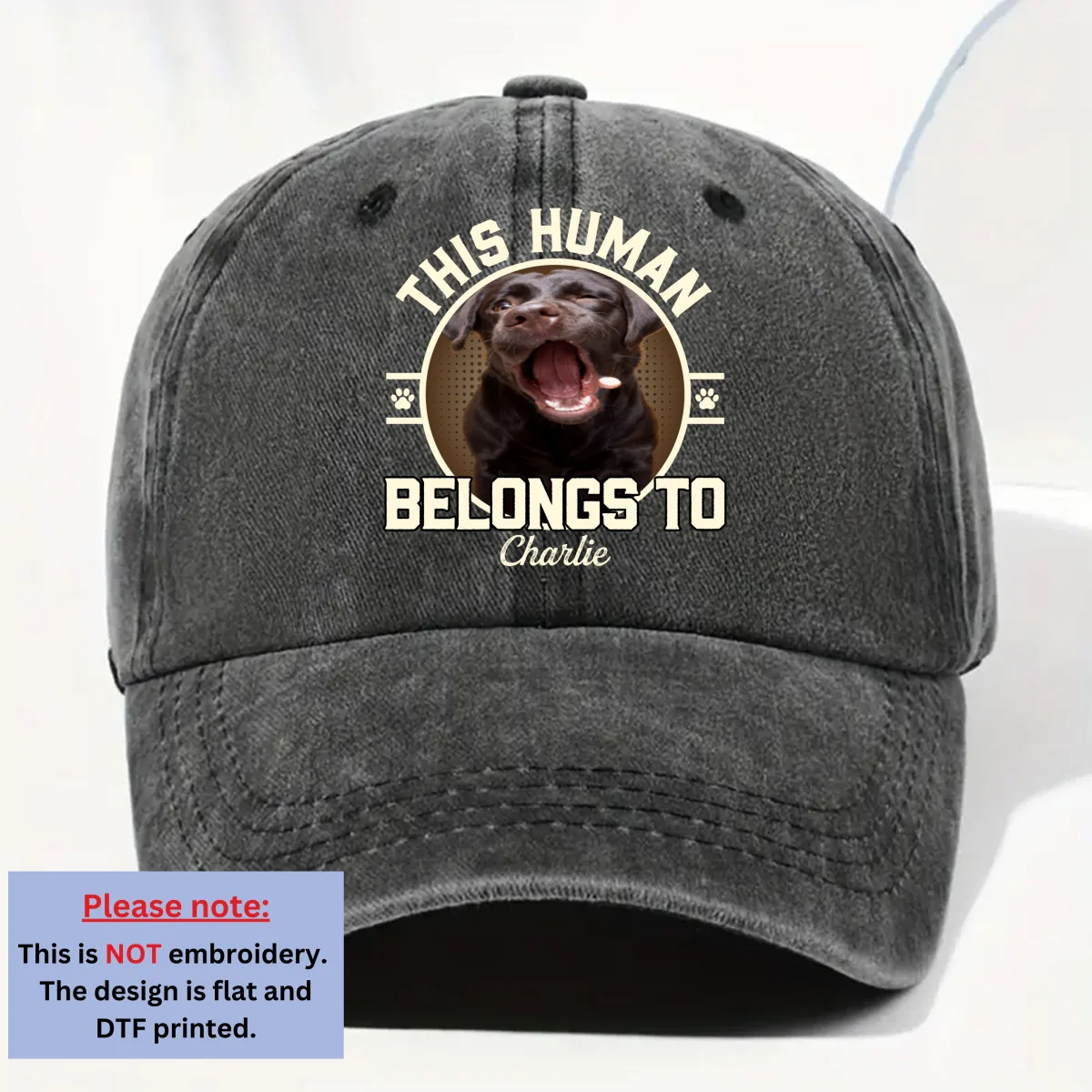 Belongs To Me Photo - Personalized Custom Vintage Washed Denim Cap - Image 4