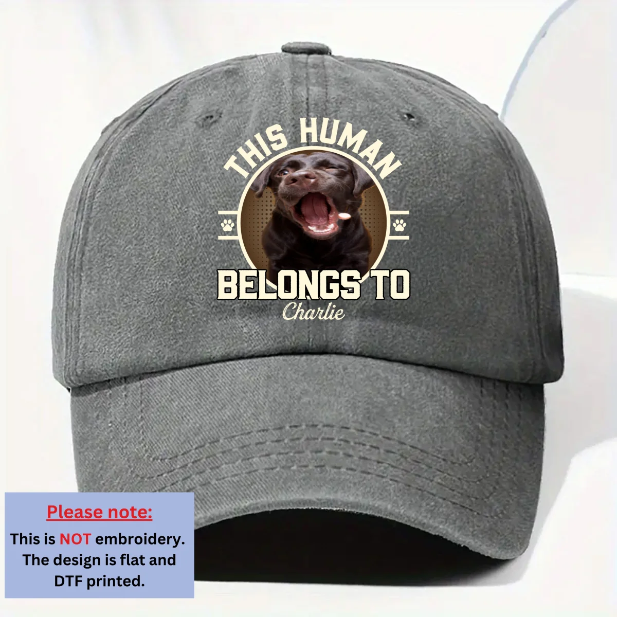 Belongs To Me Photo - Personalized Custom Vintage Washed Denim Cap - Image 5