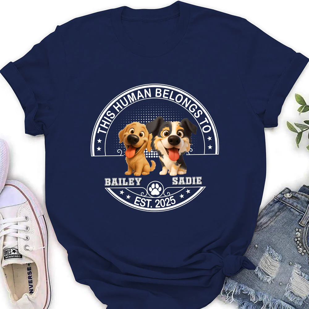 Belongs To My Dog Baby - Personalized Custom Unisex Women's T-Shirt - Image 2