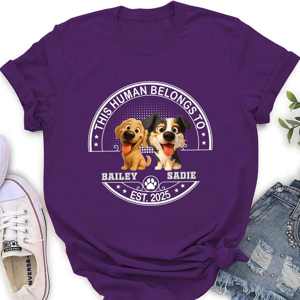 Belongs To My Dog Baby - Personalized Custom Unisex Women's T-Shirt - Image 4