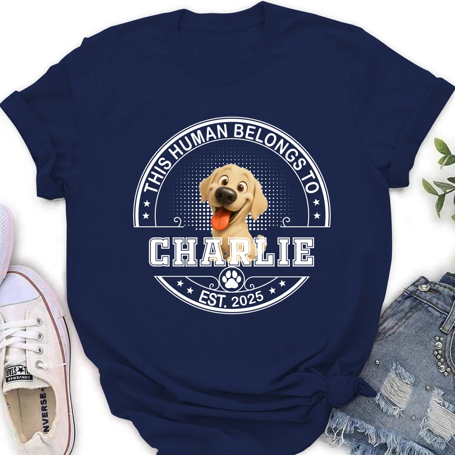 Belongs To My Dog Baby - Personalized Custom Unisex Women's T-Shirt - Image 6