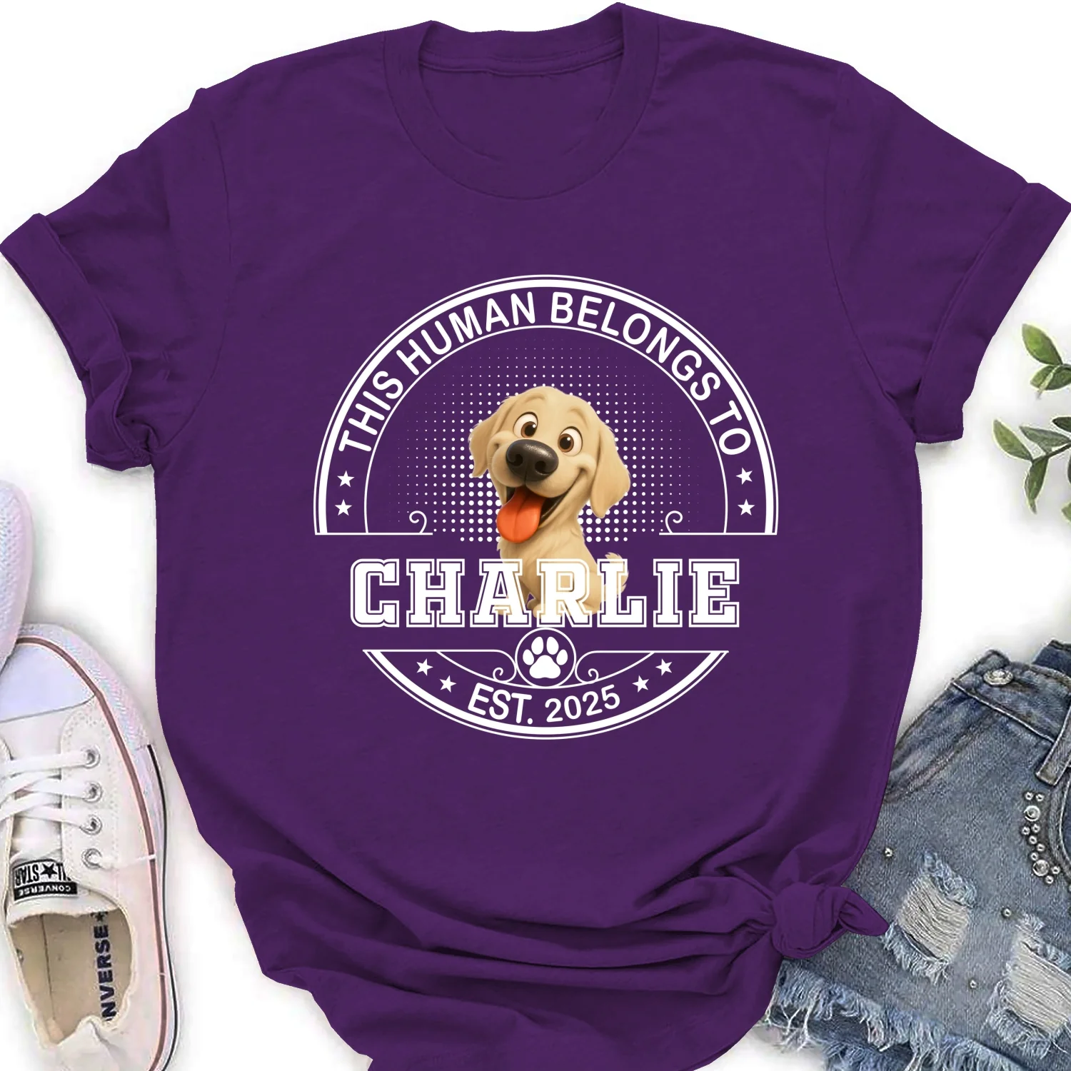 Belongs To My Dog Baby - Personalized Custom Unisex Women's T-Shirt - Image 9
