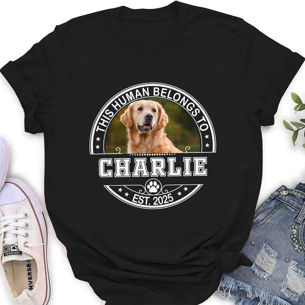 Belongs To My Dog Baby Photo - Personalized Custom Women's T-Shirt