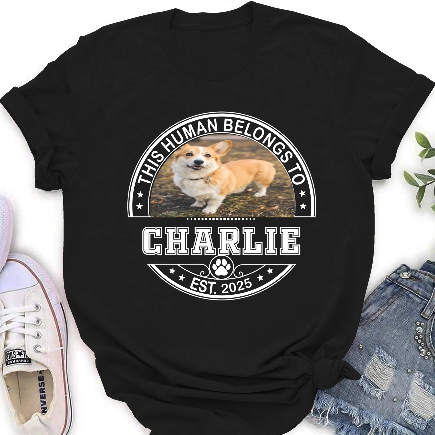 Belongs To My Dog Baby Photo - Personalized Custom Women's T-Shirt - Image 2