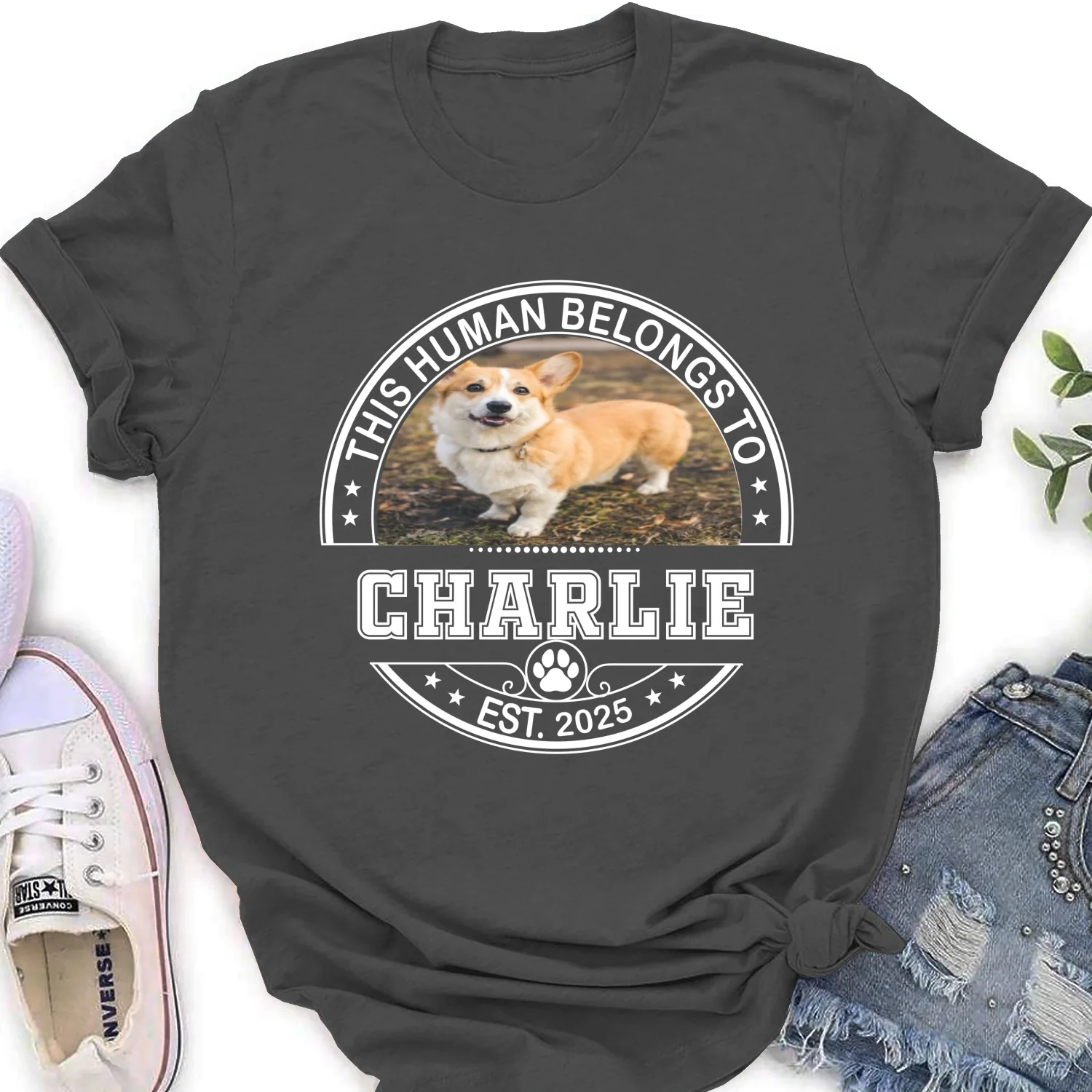 Belongs To My Dog Baby Photo - Personalized Custom Women's T-Shirt - Image 5