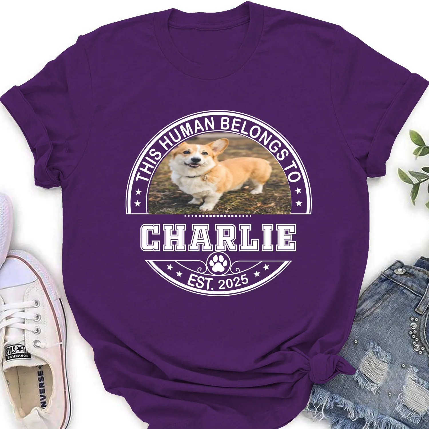 Belongs To My Dog Baby Photo - Personalized Custom Women's T-Shirt - Image 6