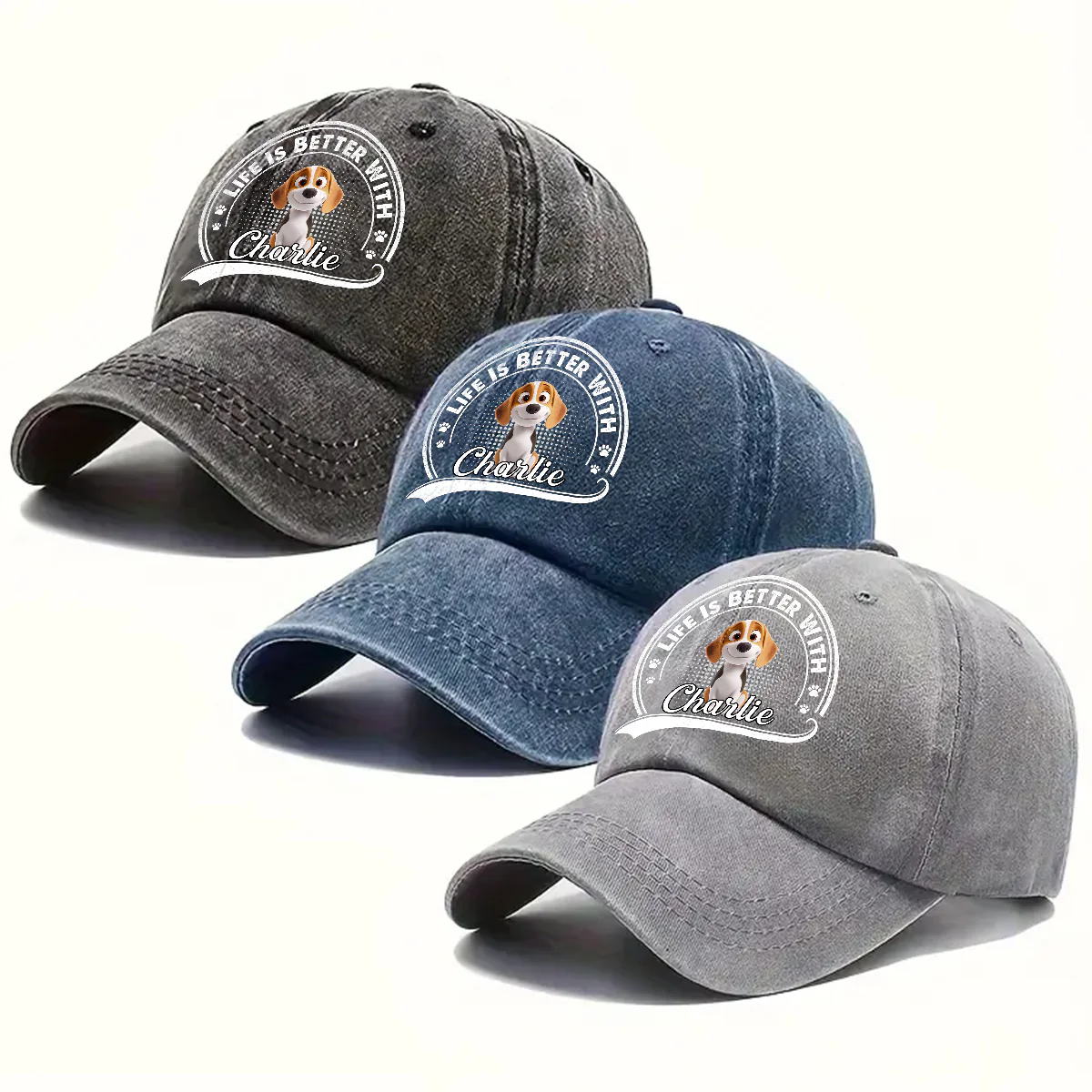 Belongs To - Personalized Custom Vintage Washed Denim Cap - Image 4