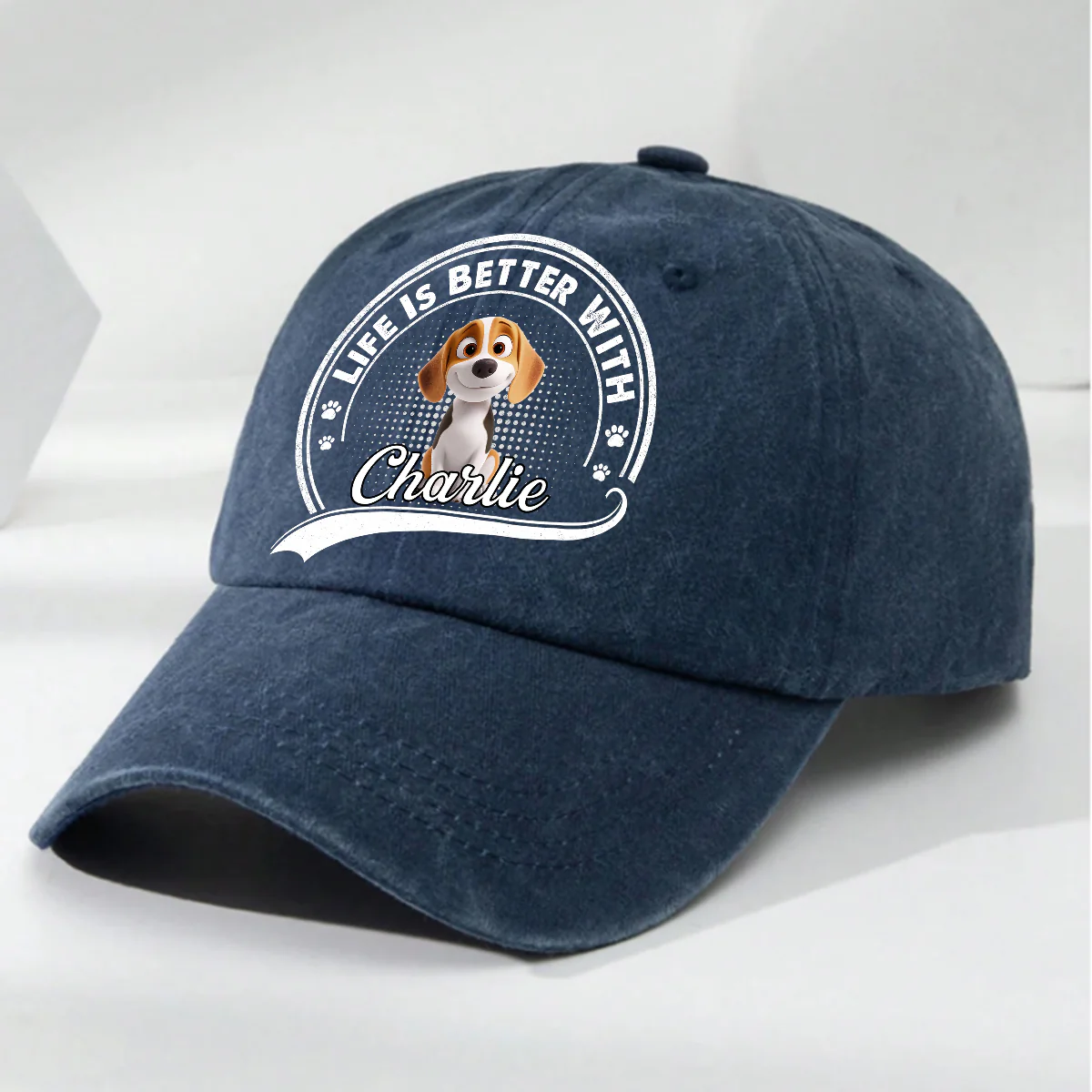 Belongs To - Personalized Custom Vintage Washed Denim Cap - Image 5