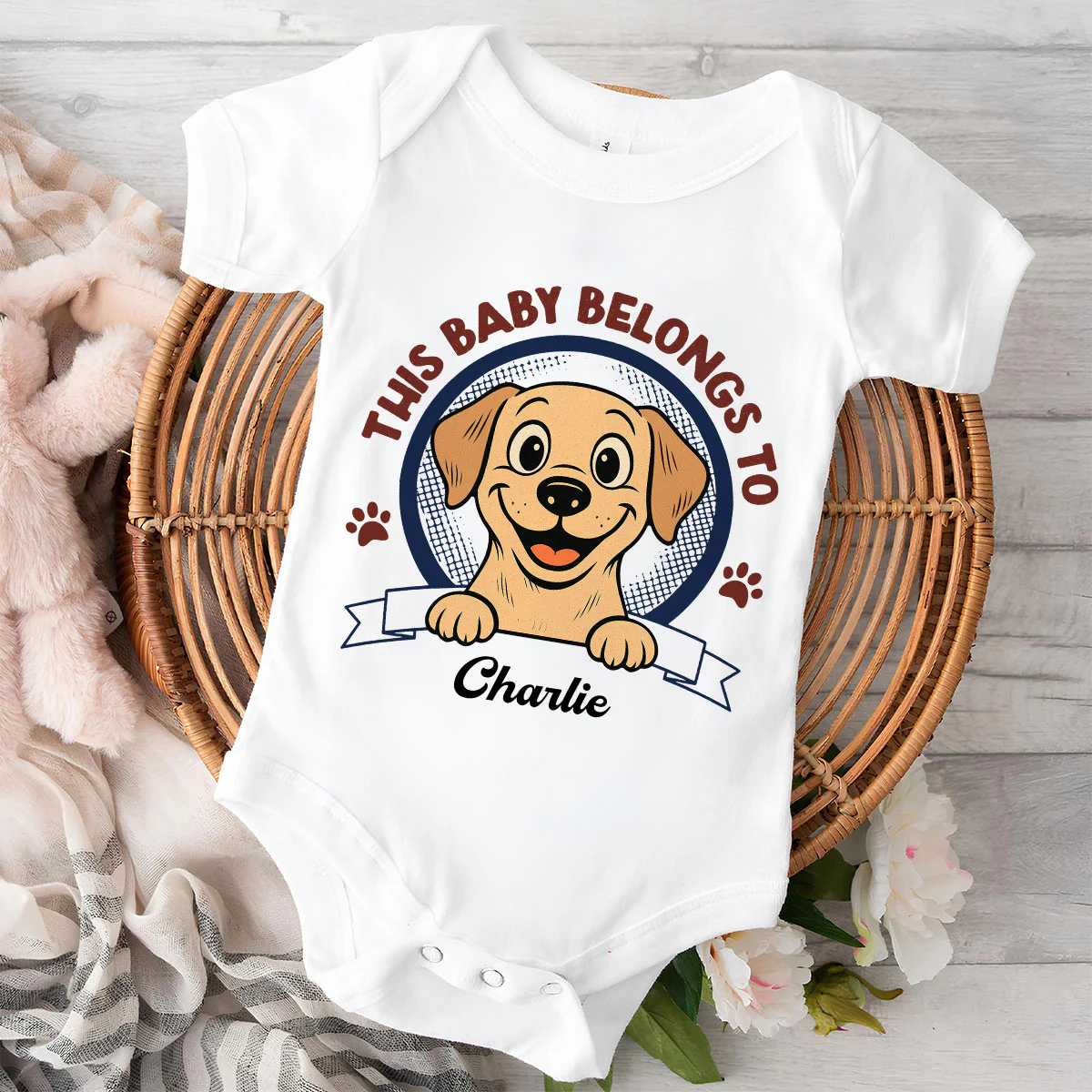 Belongs To Retro Style - Personalized Custom Baby Onesie - Image 2