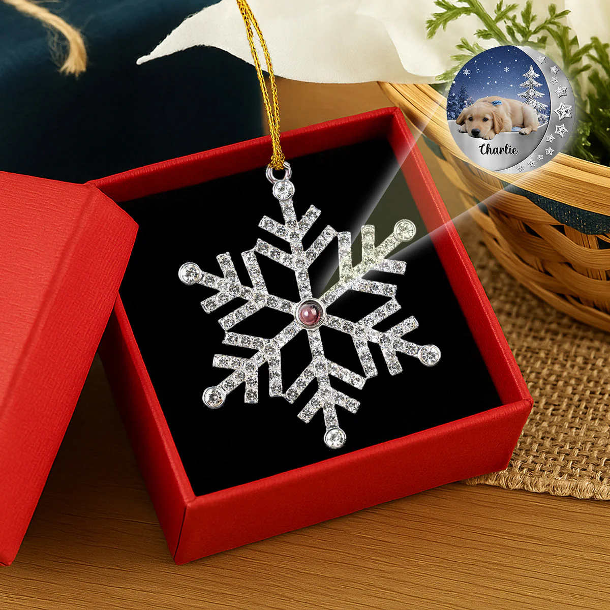 Beside You - Personalized Custom Photo Snowflake Projection Ornament - Image 5
