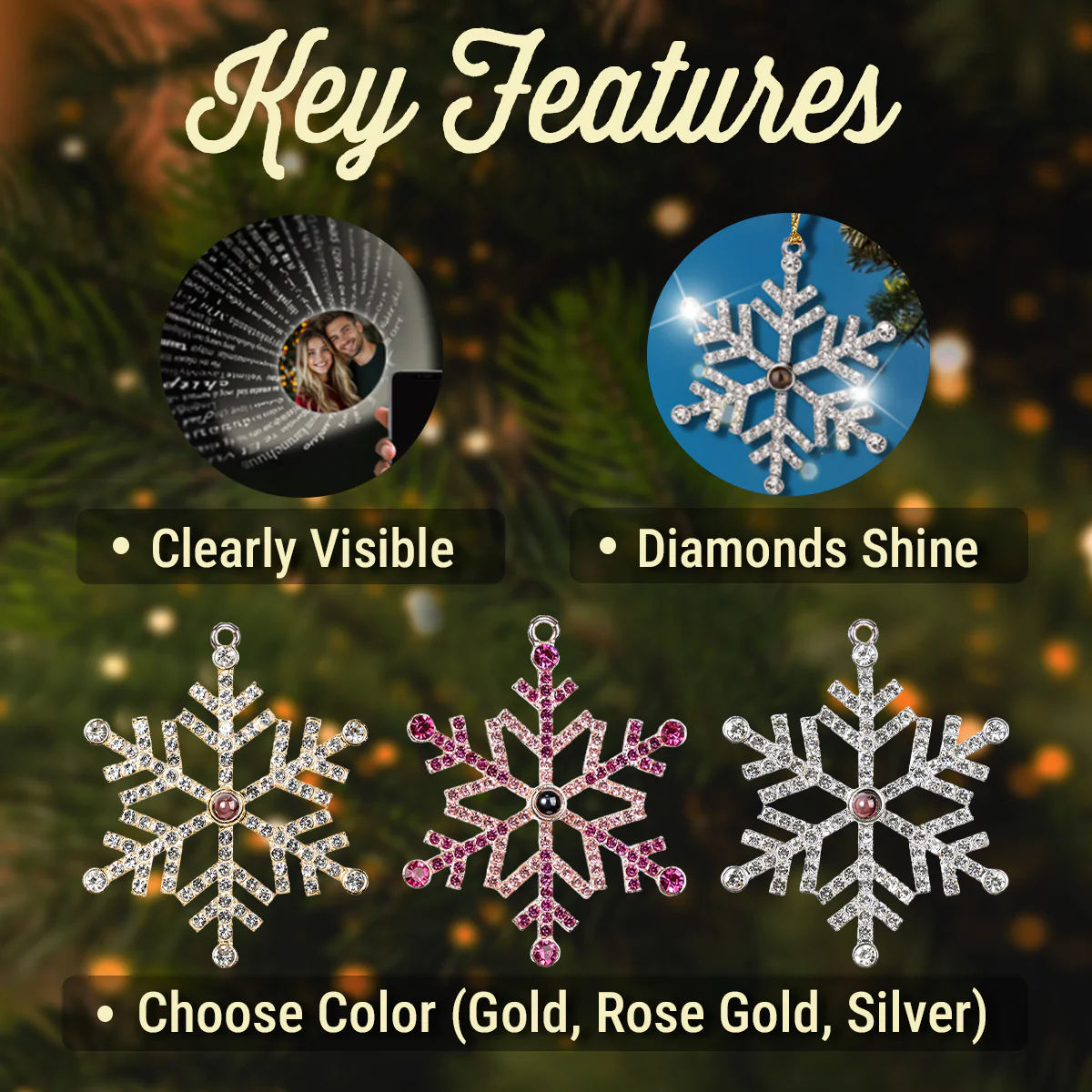 Beside You - Personalized Custom Photo Snowflake Projection Ornament - Image 6