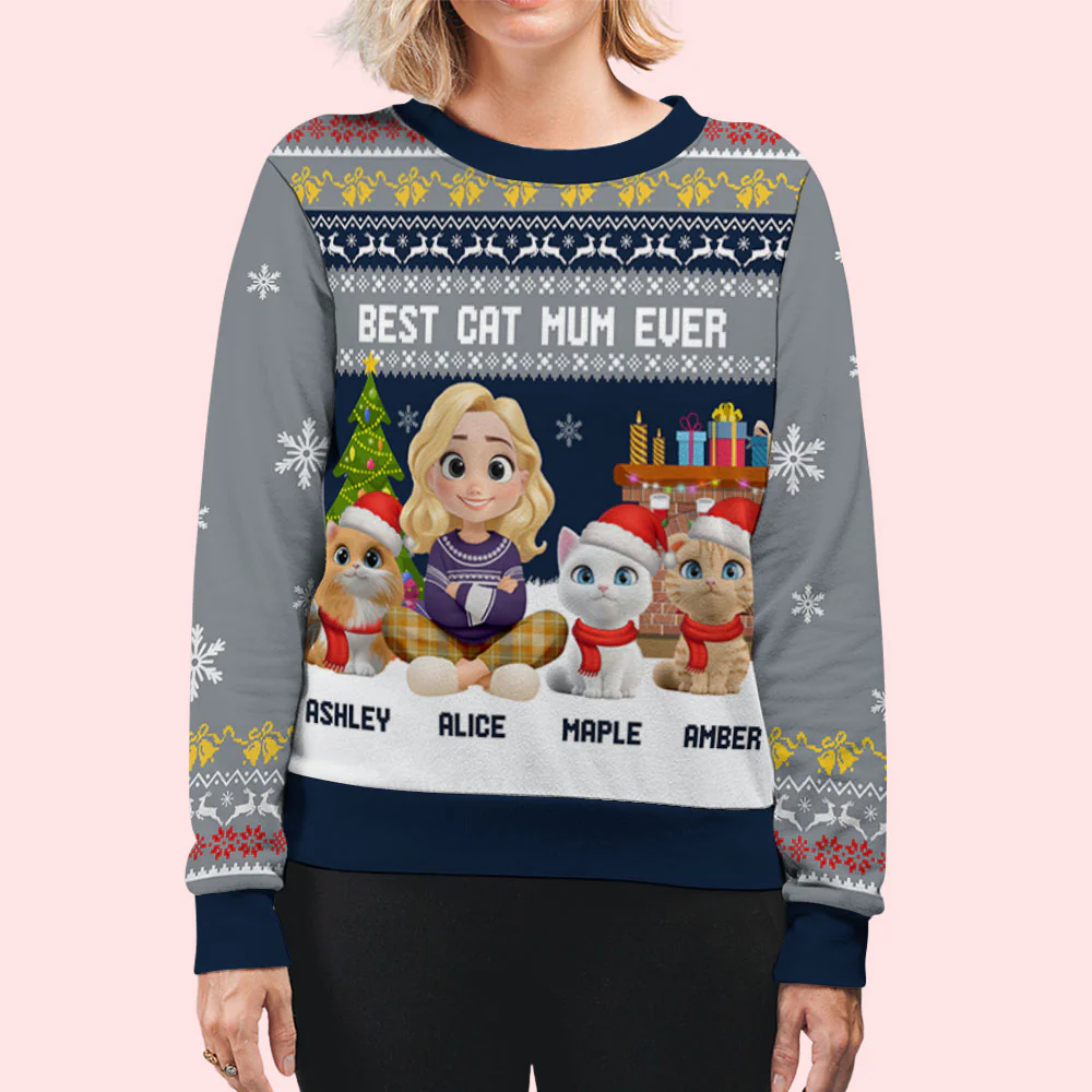 Best Cat Cartoon - Personalized Custom All-Over-Print Sweatshirt - Image 6