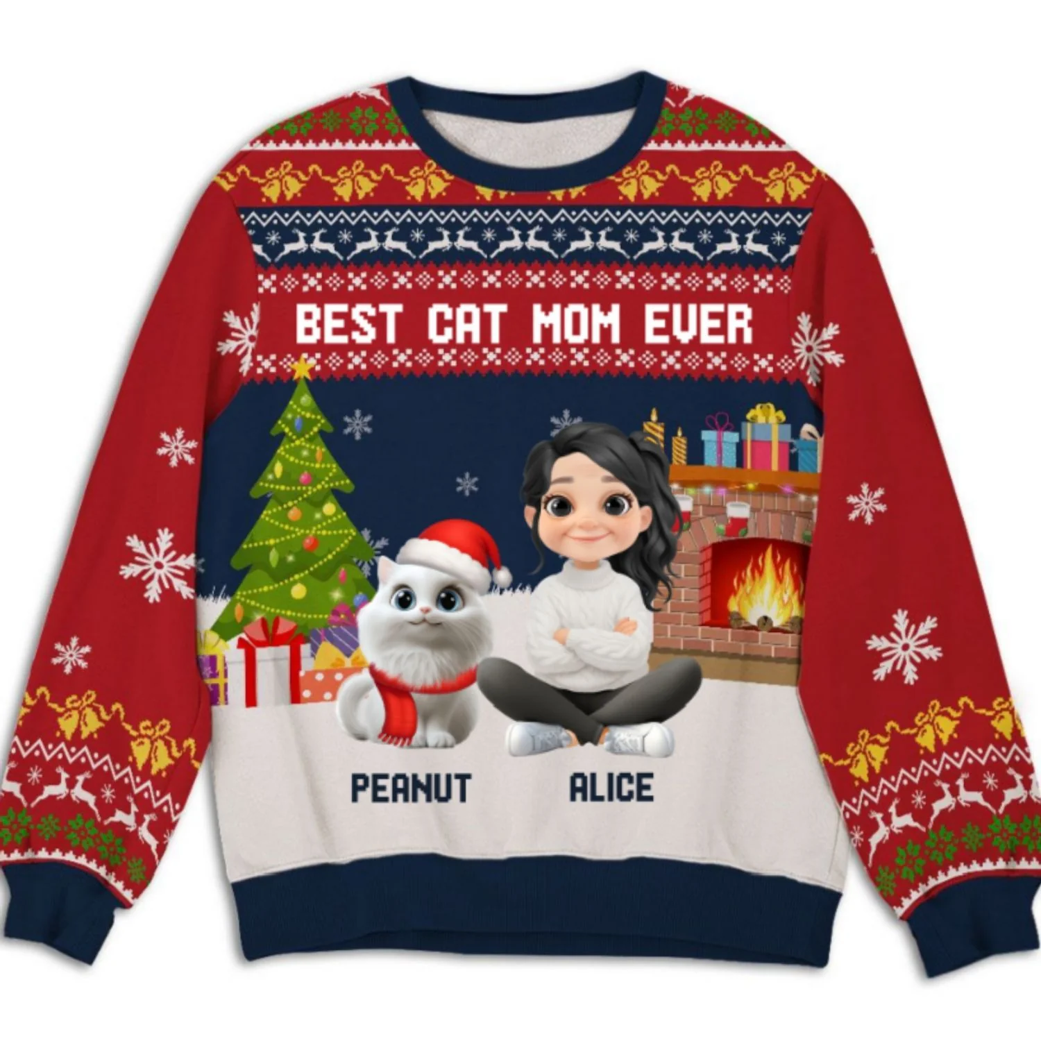 Best Cat Cartoon - Personalized Custom All-Over-Print Sweatshirt - Image 8