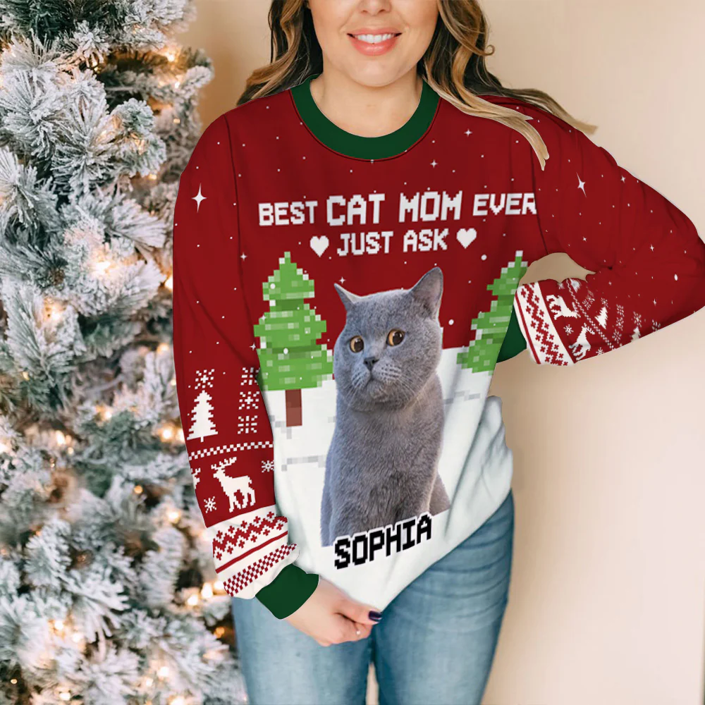 Best Chunky Cat Mom Dad - Personalized Custom All-Over-Print Sweatshirt - Image 6