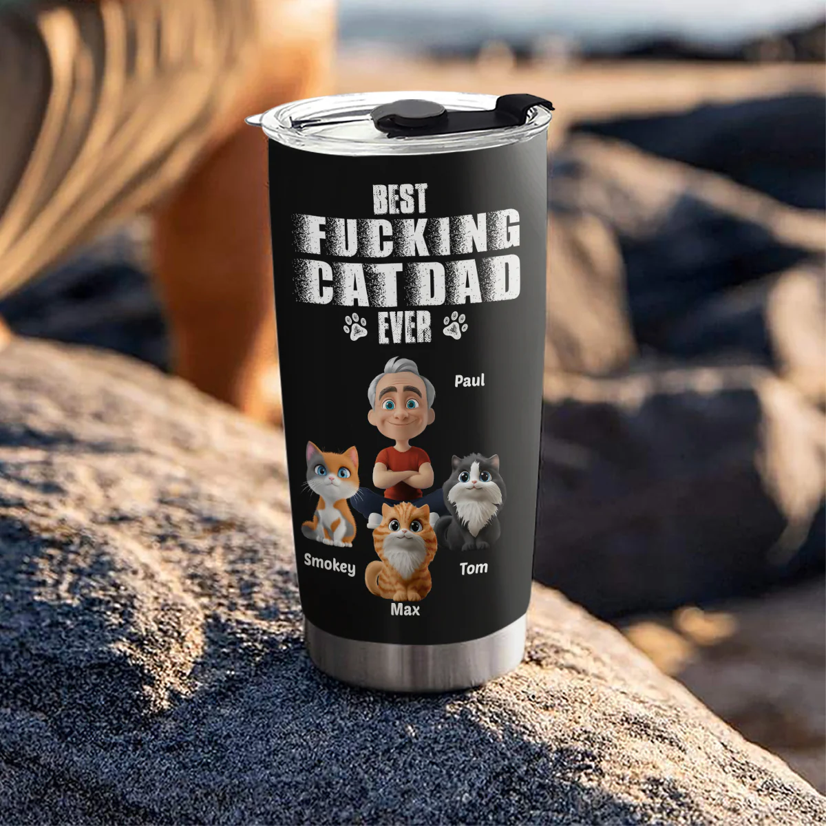 Best Dad Ever Cat Ver - Personalized Custom Tumbler - Image 3