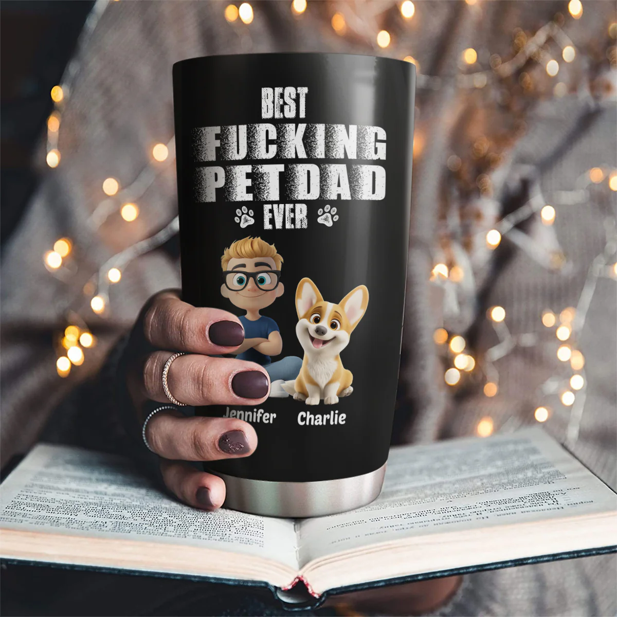 Best Dad Ever Pet Ver - Personalized Custom Tumbler - Image 2
