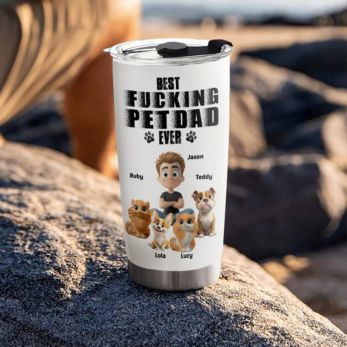 Best Dad Ever Pet Ver - Personalized Custom Tumbler - Image 4