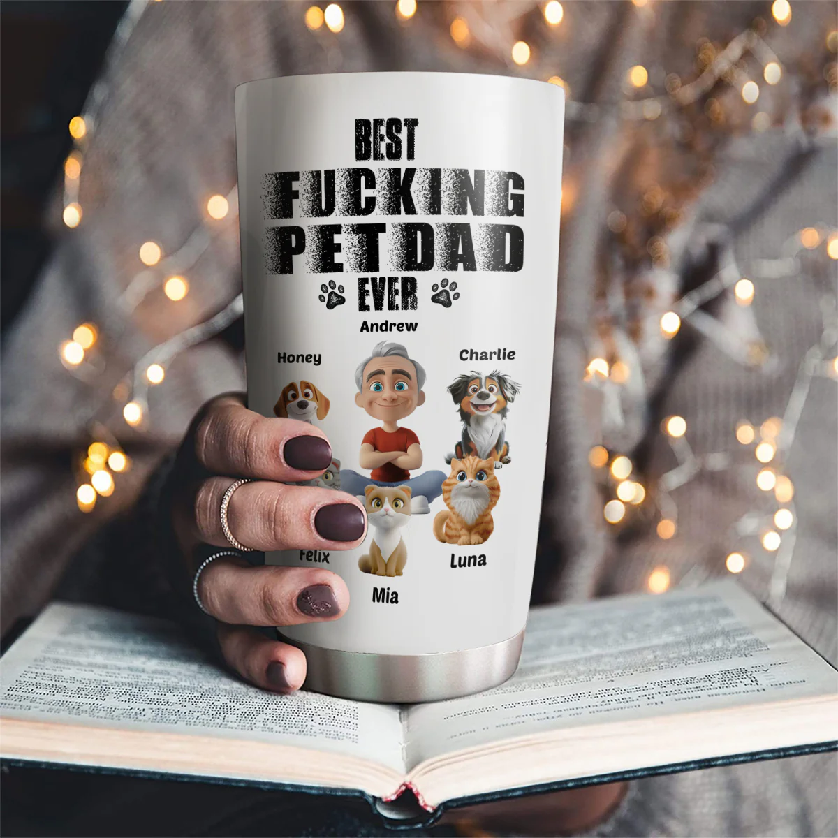 Best Dad Ever Pet Ver - Personalized Custom Tumbler - Image 5