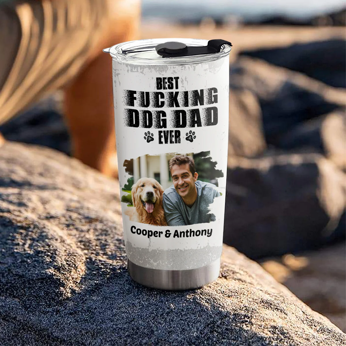 Best Dad Ever Photo Ver - Personalized Custom Tumbler - Image 2