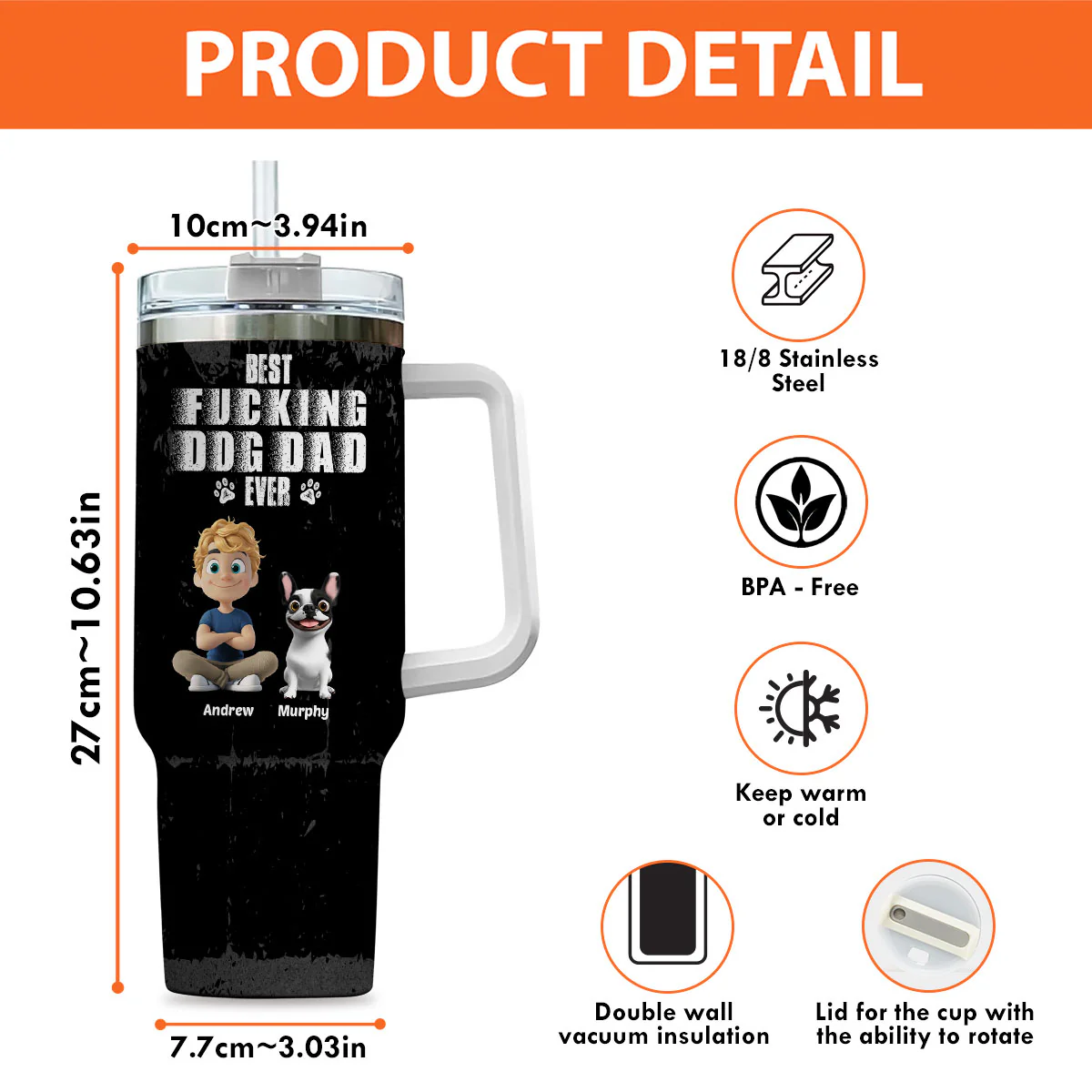 Best Dad Ever Photo Ver - Personalized Custom Tumbler - Image 6