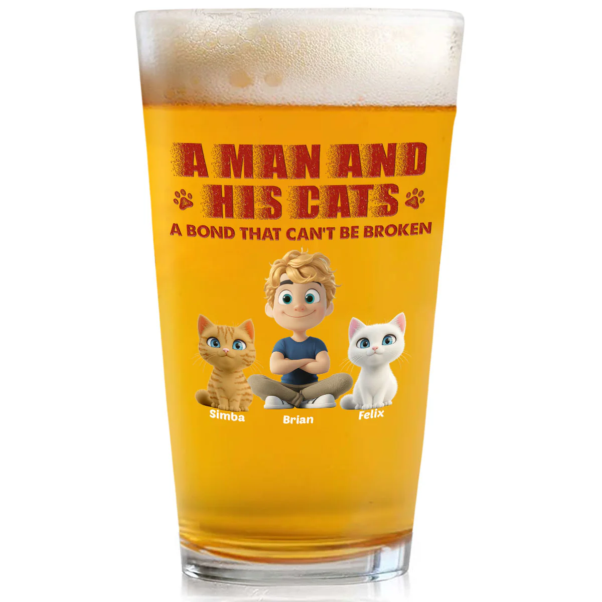 Best Dad To Cats - Personalized Custom Beer Glass