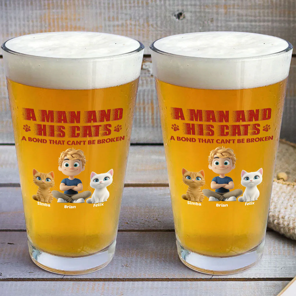 Best Dad To Cats - Personalized Custom Beer Glass - Image 3