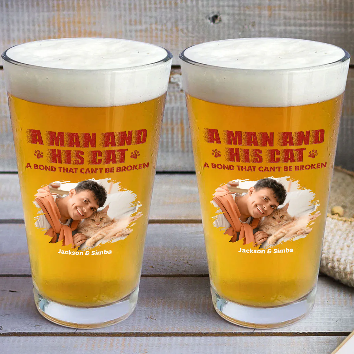 Best Dad To Cats Photo - Personalized Custom Beer Glass - Image 3