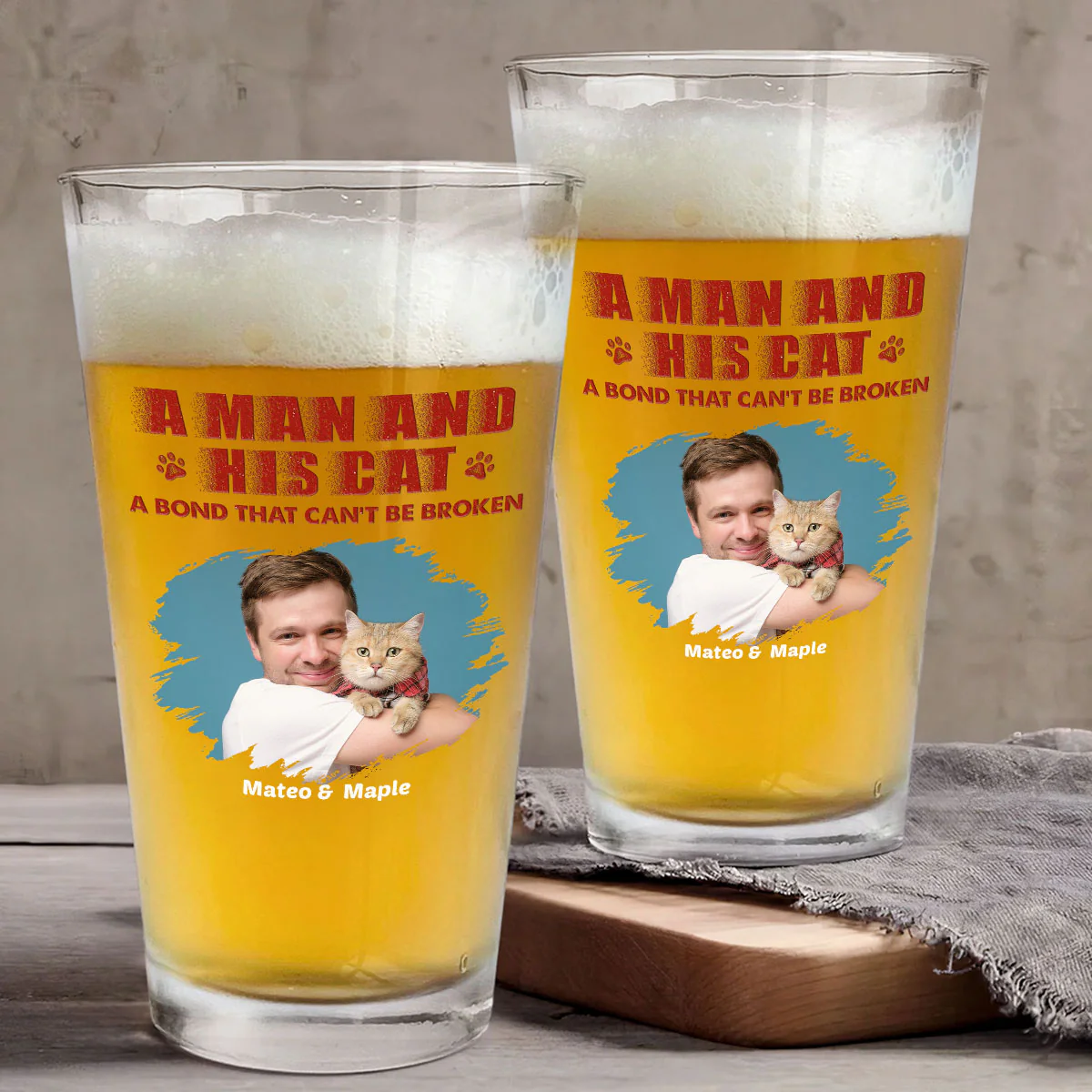 Best Dad To Cats Photo - Personalized Custom Beer Glass - Image 4