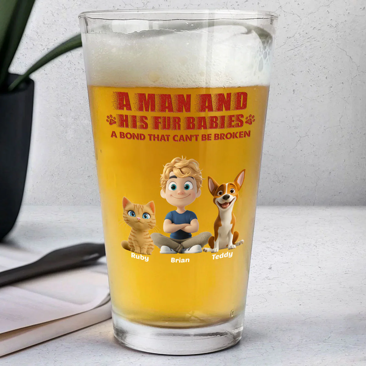 Best Dad To Us - Personalized Custom Beer Glass - Image 2