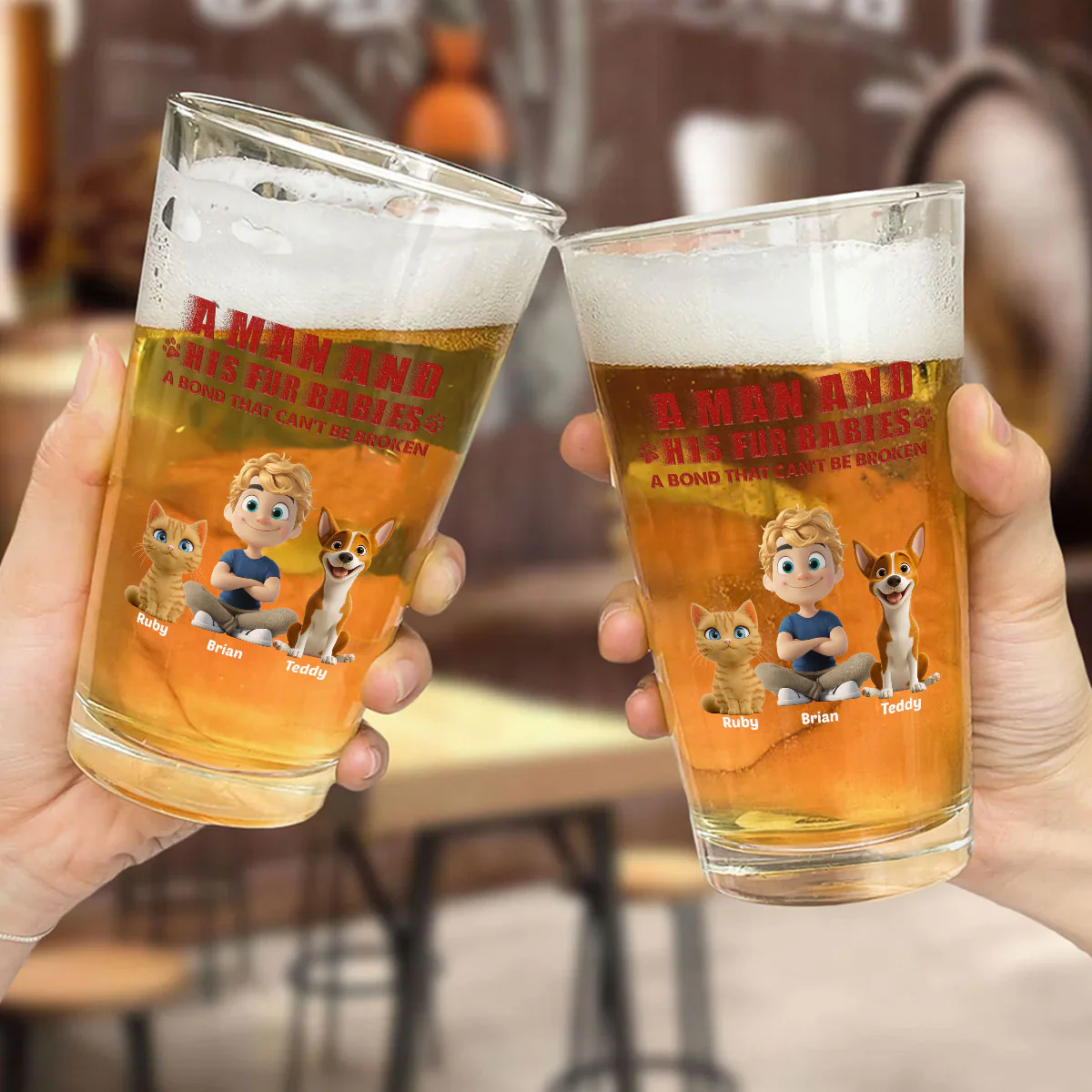 Best Dad To Us - Personalized Custom Beer Glass - Image 5