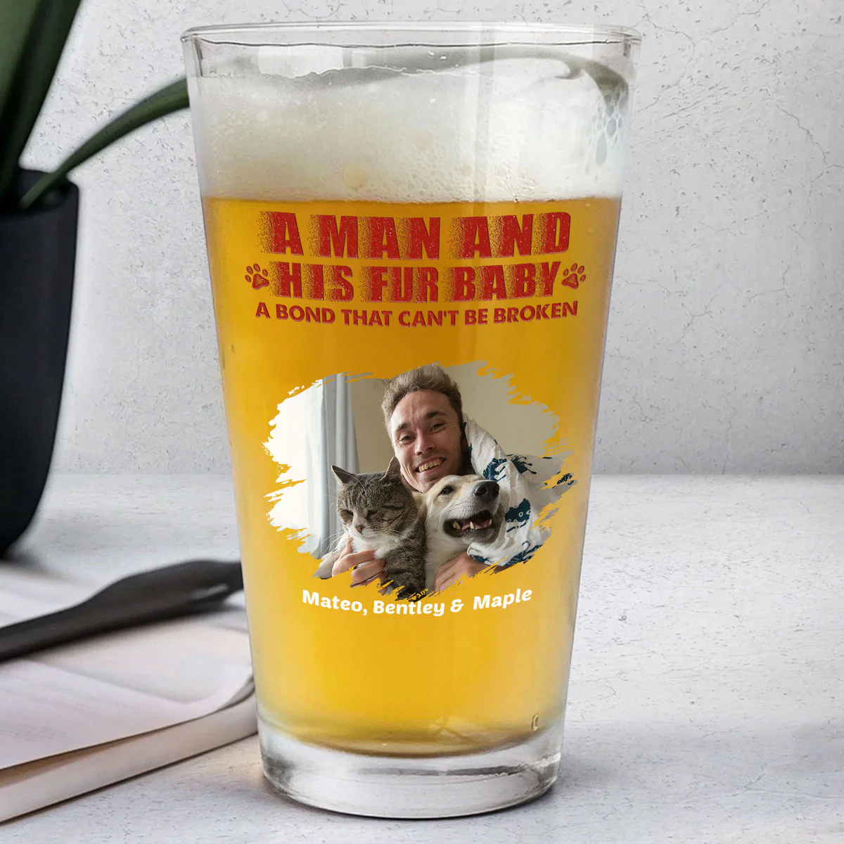 Best Dad To Us Photo - Personalized Custom Beer Glass - Image 2