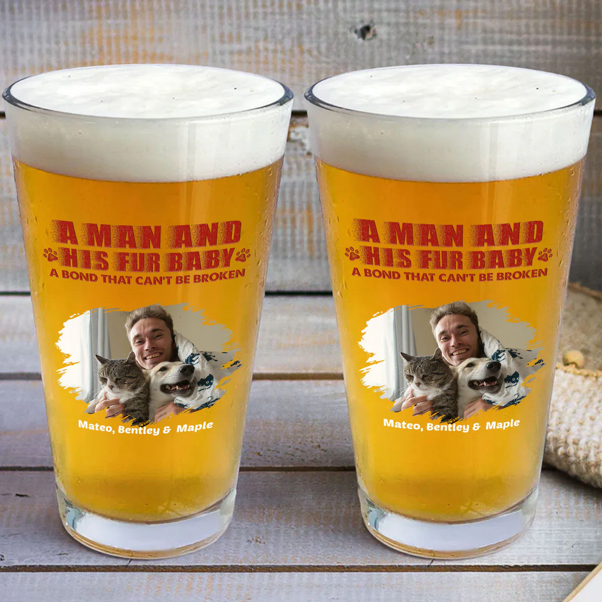 Best Dad To Us Photo - Personalized Custom Beer Glass - Image 3