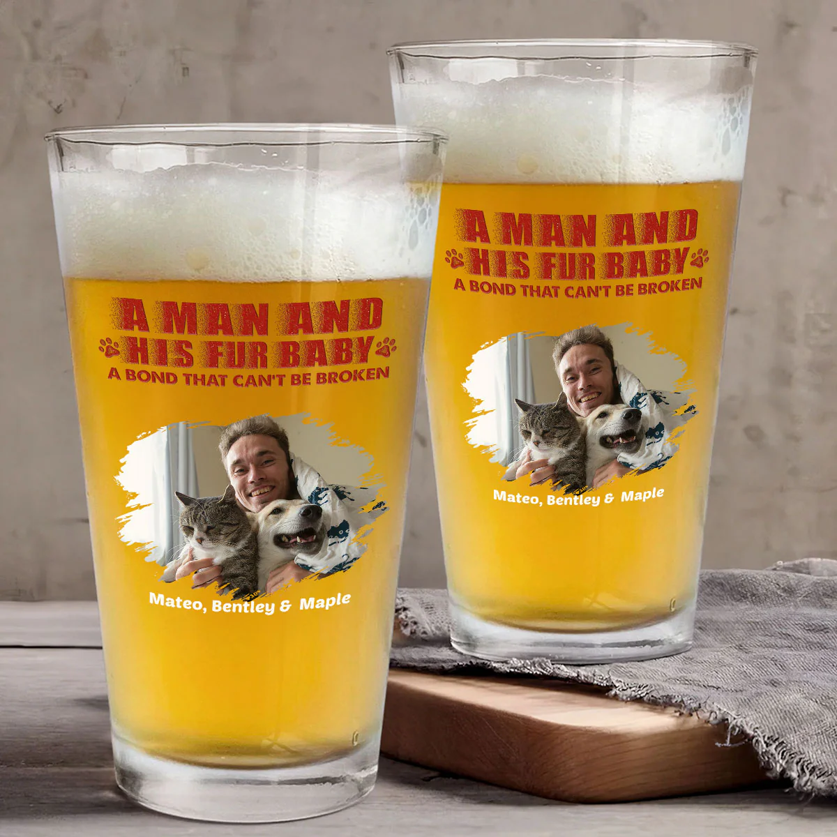 Best Dad To Us Photo - Personalized Custom Beer Glass - Image 4
