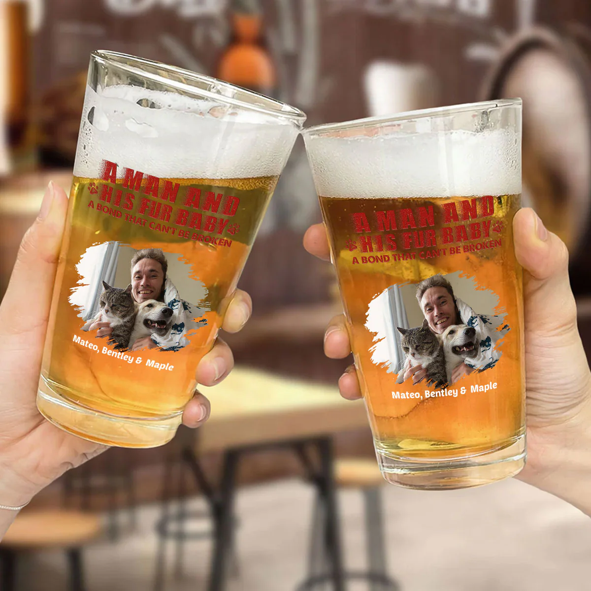 Best Dad To Us Photo - Personalized Custom Beer Glass - Image 5