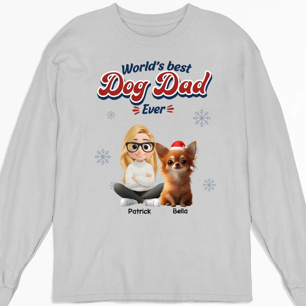Best Dog Cartoon Christmas - Personalized Custom Long Sleeve T-Shirt - Image 3