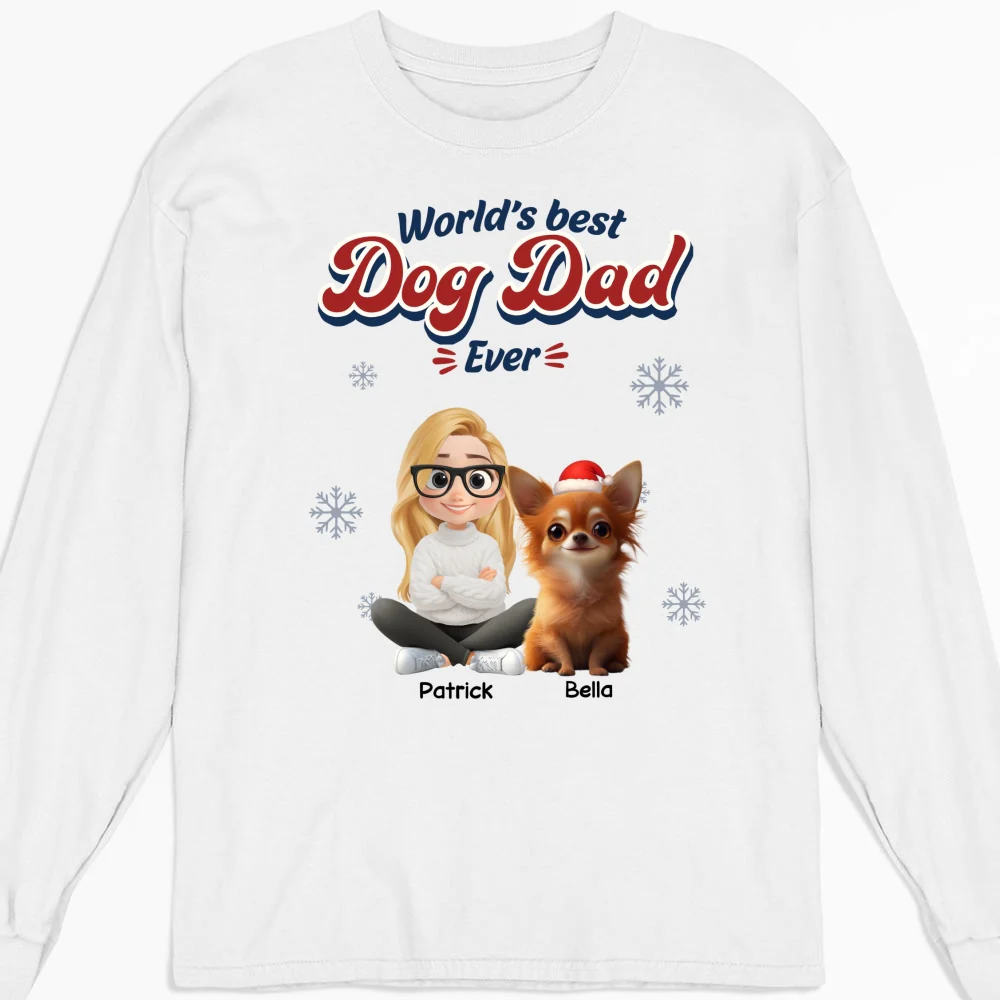 Best Dog Cartoon Christmas - Personalized Custom Long Sleeve T-Shirt - Image 4