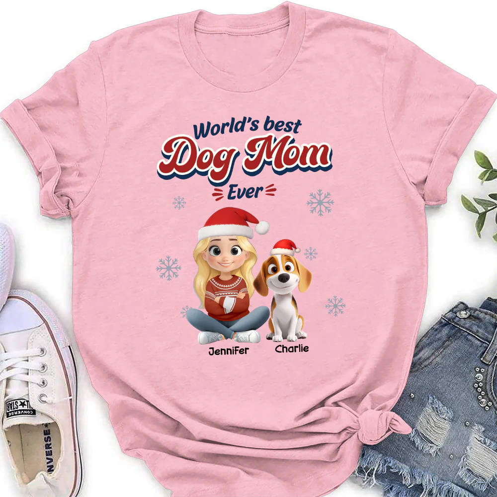 Best Dog Cartoon Christmas - Personalized Custom Women's T-Shirt - Image 2