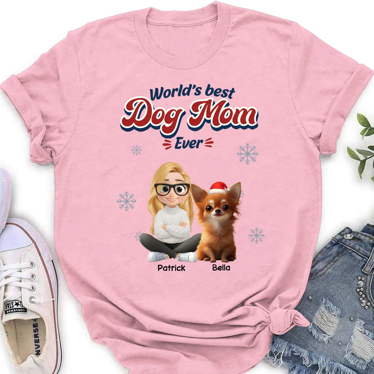 Best Dog Cartoon Christmas - Personalized Custom Women's T-Shirt - Image 7