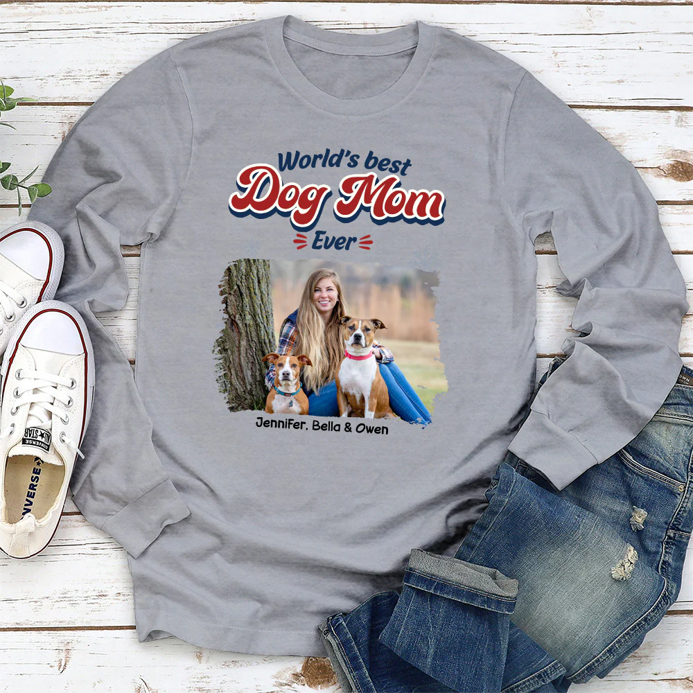 Best Dog Cartoon Christmas Photo - Personalized Custom Long Sleeve T-Shirt - Image 2