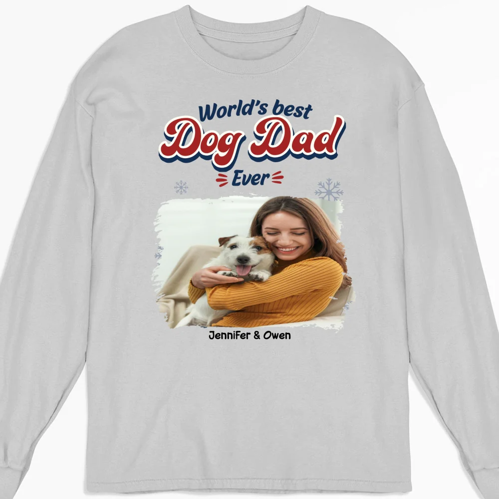 Best Dog Cartoon Christmas Photo - Personalized Custom Long Sleeve T-Shirt - Image 3