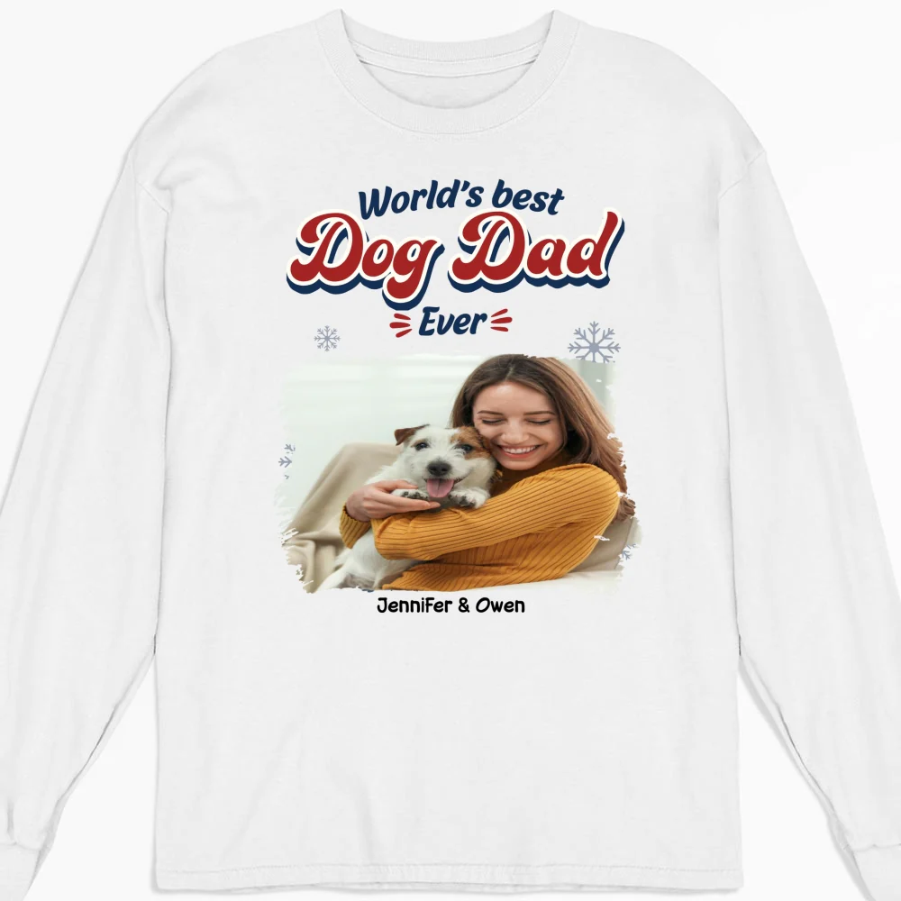 Best Dog Cartoon Christmas Photo - Personalized Custom Long Sleeve T-Shirt - Image 4