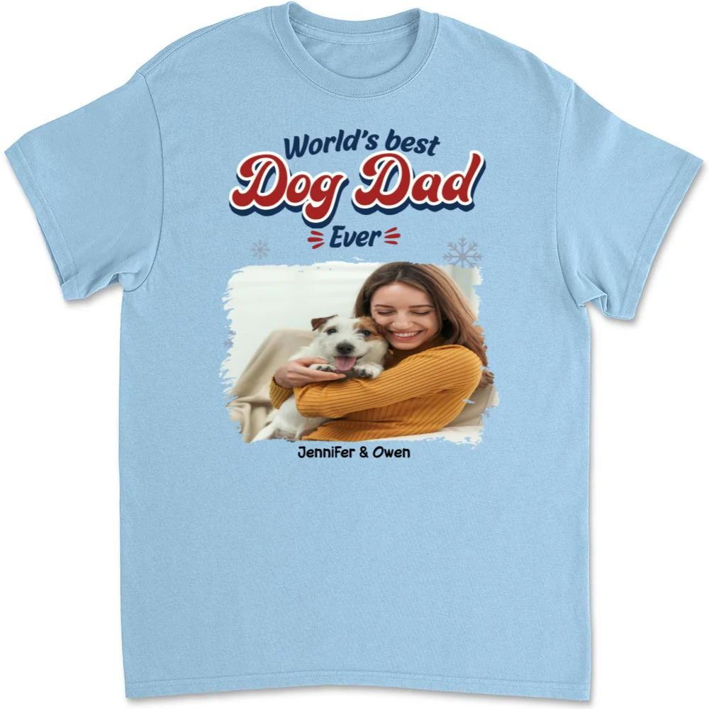 Best Dog Cartoon Christmas Photo - Personalized Custom Unisex T-Shirt - Image 7